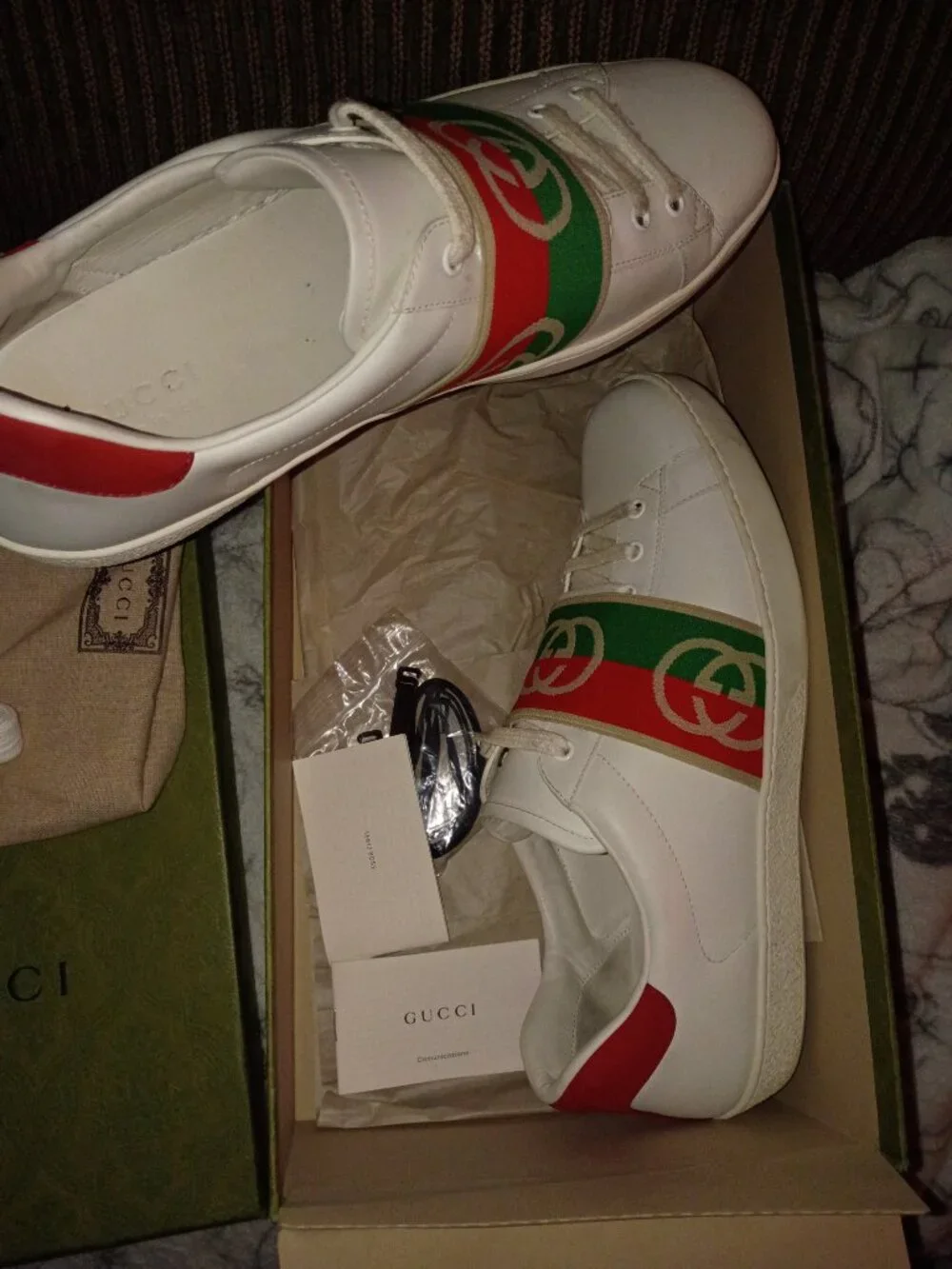 Ace Low Top Sneaker with Elastic Web Stripe & Interlocking GG Logo